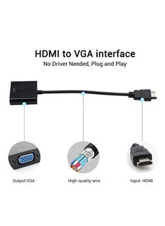 onten HDMI to VGA ONTEN HDMI to VGA Adapter Gold Plated 1080P Active HDMI to VGA Adapter Video Converter Male to Female PC Laptop DVD Black  - Image 3