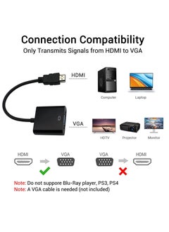 onten HDMI to VGA ONTEN HDMI to VGA Adapter Gold Plated 1080P Active HDMI to VGA Adapter Video Converter Male to Female PC Laptop DVD Black  - Image 2