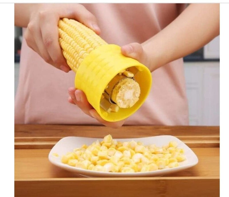 Black Olive Plastic Corn Cutter with Container, Unbreakable Corn Seeds Cutter with Stainless Steel Blades & Handheld Corn Peeler, Easy Twist Corn - Ideal for Kitchen & Portable Corn Cutter(Multicolor) - Image 2