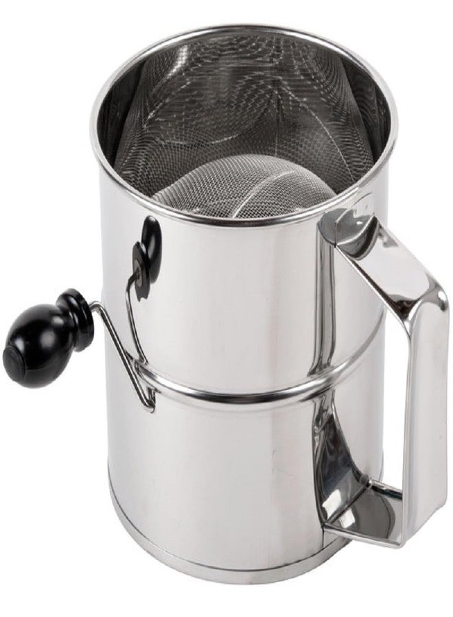 TrueCraftware- 8 Cup Stainless Steel Flour Sifter with Four Wire agitator to sift flour Mirror Finish- Mesh Baking Sifter Quick Sifting Flour Sifter Crank Sifter Flour for Baking Cakes and Spices - Image 4