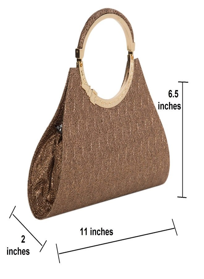ADISA Women Girls Clutch Bag Purse Handbag Wedding Bridal (Copper) - Image 3