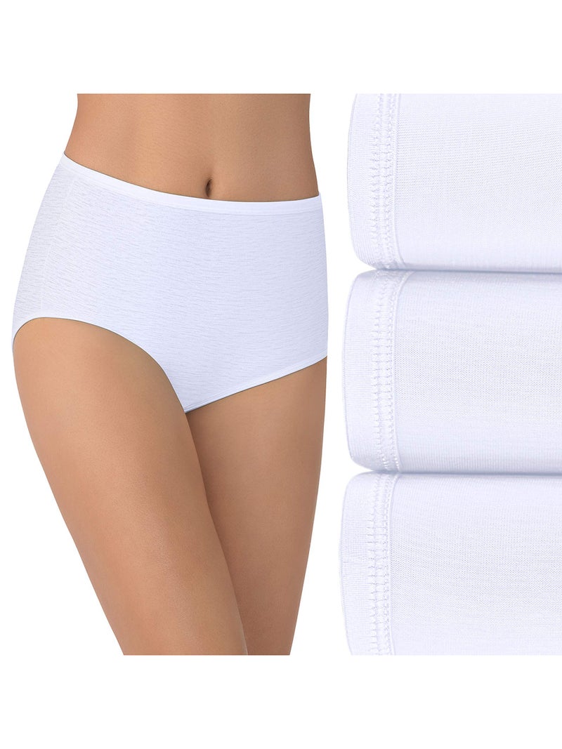 Vanity Fair Women's Illumination Brief Panties (Regular & Plus Size), 3 Pack - Star White, 10 - Image 1
