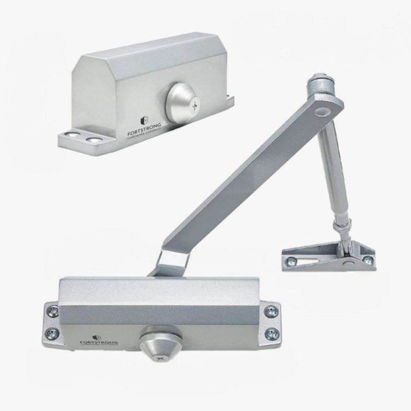 FORTSTRONG Door Closer (Silver) - Automatic Door Closer Residential - Adjustable Grade 3 Size Spring - UL Listed ADA Hydraulic Door Closers Certified - Image 1