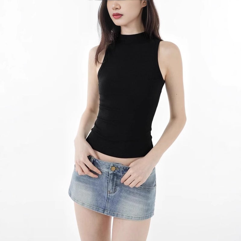 Women's Sleeveless Mock Neck Slim Fit Stretch Camisole - Image 3