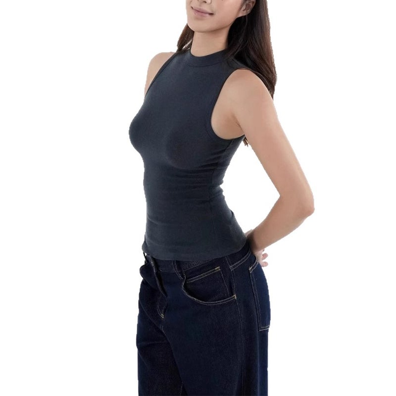 Women's Sleeveless Mock Neck Slim Fit Stretch Camisole - Image 5