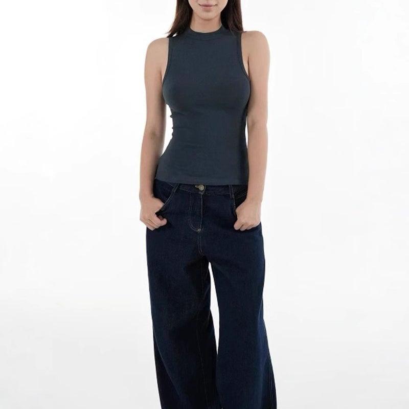 Women's Sleeveless Mock Neck Slim Fit Stretch Camisole - Image 2