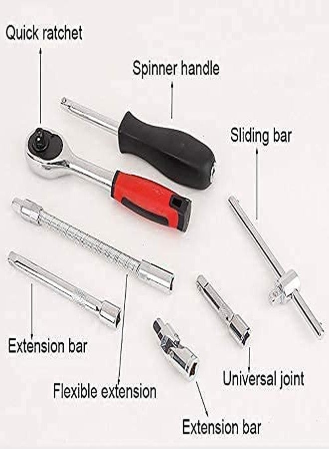 JHBK 46 In 1 Pcs Tool Kit & Screwdriver and Socket Set, Hand Tool Kit Wrench Set Multi-Purpose Combination Tool Case Precision Socket Set, Tool Kit Set For All Bike, Car Tool Kit Set - Image 4