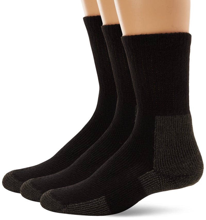 thorlos unisex adult Kx Max Cushion Crew Hiking Socks Black 3 Pair Pack Large US
