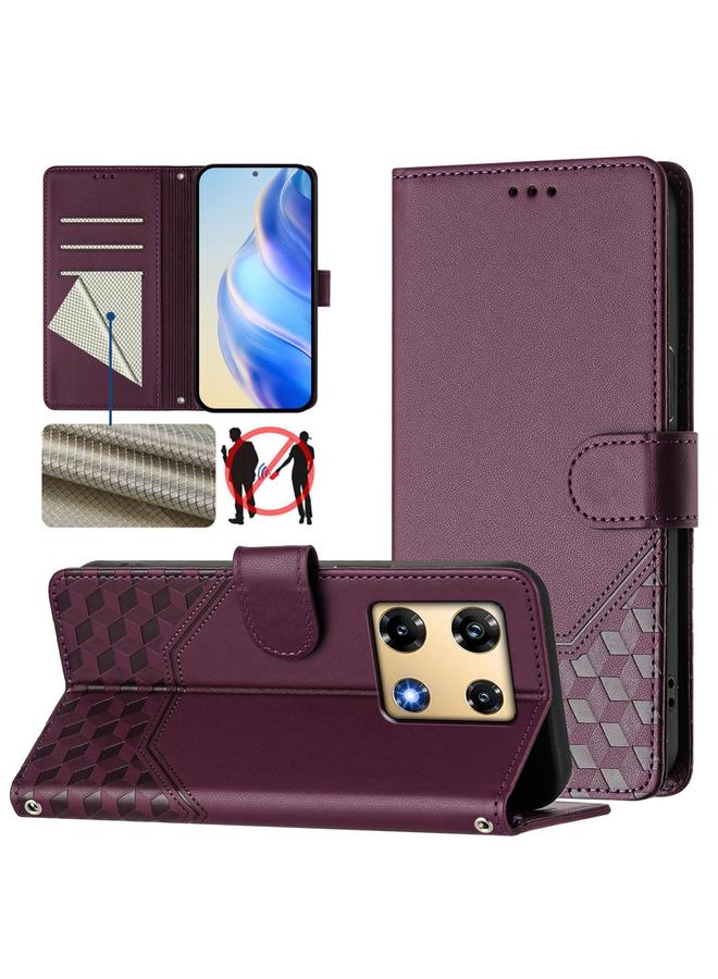 Zaboon Case For Infinix Note 30 Pro 4G Honeycomb Embossing RFID Leather Phone Case - Image 1