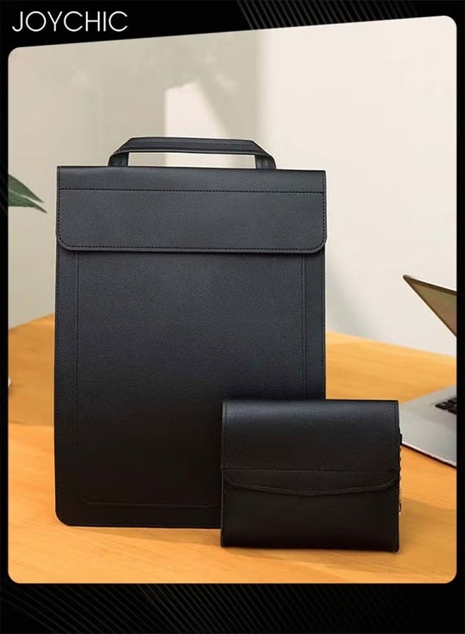 Joychic حقيبة تخزين تابلت آيباد متعددة الوظائف حقيبة ماك بوك PU مقاومة للماء حقائب تابلت مع حقيبة ملحقات سوداء - Image 1