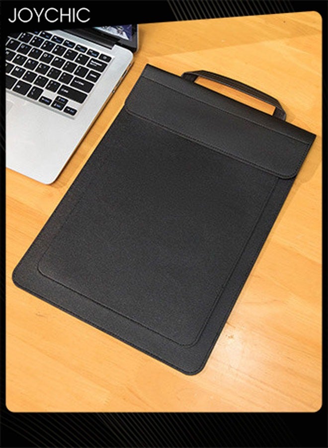 Joychic حقيبة تخزين تابلت آيباد متعددة الوظائف حقيبة ماك بوك PU مقاومة للماء حقائب تابلت مع حقيبة ملحقات سوداء - Image 2