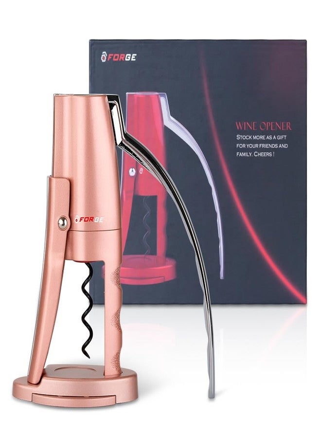 فورج فتاحة زجاجات نبيذ يدوية صغيرة الحجم من فورج، مزودة بقاطع رقائق معدنية. تفتح زجاجة النبيذ في 3 ثوانٍ. لون وردي. - Image 1