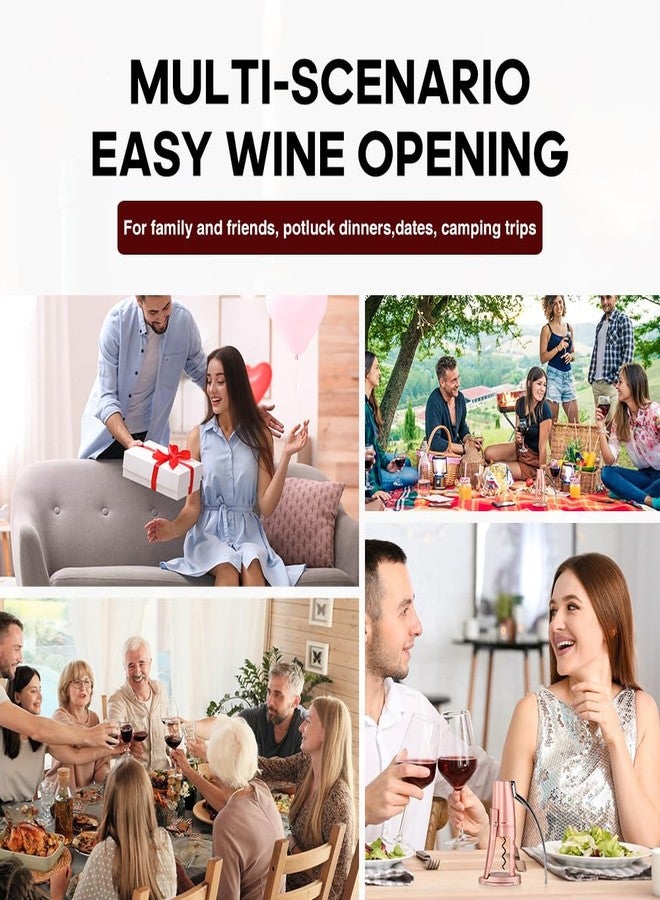 فورج فتاحة زجاجات نبيذ يدوية صغيرة الحجم من فورج، مزودة بقاطع رقائق معدنية. تفتح زجاجة النبيذ في 3 ثوانٍ. لون وردي. - Image 4