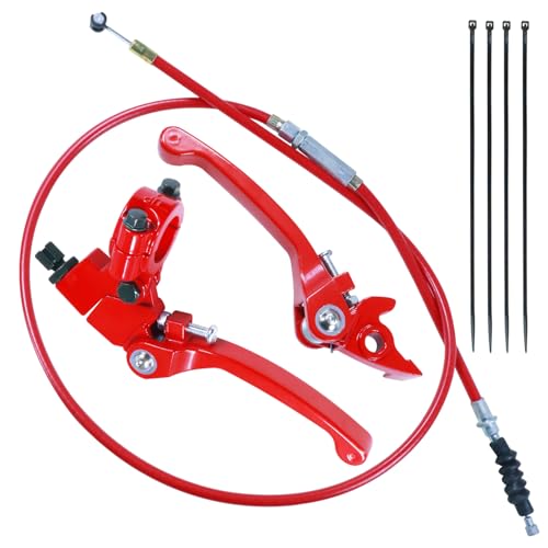 HOLATO Folding Clutch Brake Lever Cable Kit for 50cc 70cc 110cc 125cc 140cc 150cc Apollo RFZ125 DB007 DBX15 X18 X19 Tao Tao DB17 DB27 Coolster M125 SSR Thumpstar Chinese Pit Dirt Bike Motorcycle Red - Image 1