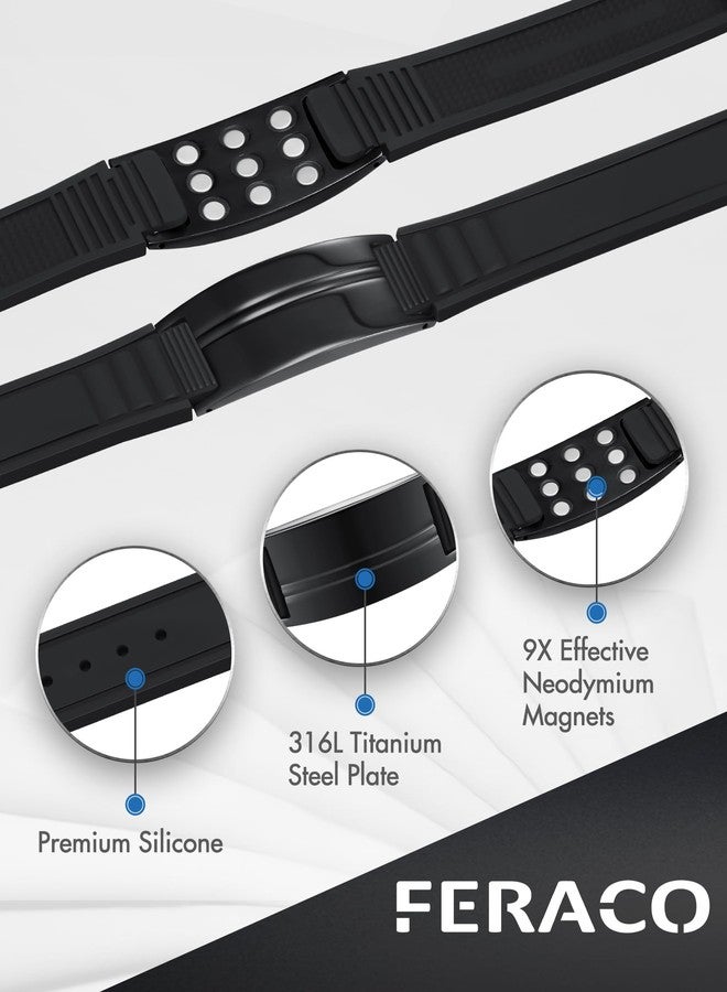 Feraco Ultra Strength Magnetic Bracelets for Men Women, Silicone Sports Wristband for Balance & Energy with Powerful Magnets, Waterproof & Adjustable Health Bracelet - Image 3