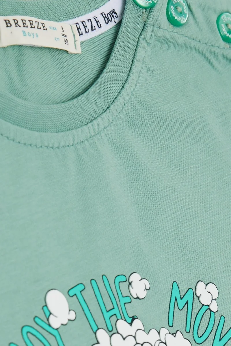 بريز GİRLS & BOYS Boy's T-Shirt Pop Corn Printed 2-6 Years, Mint Green