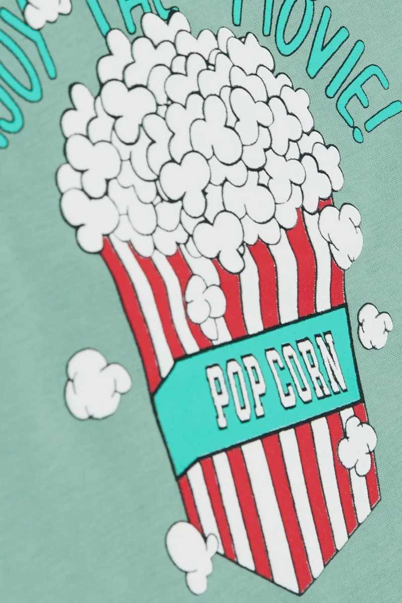 بريز GİRLS & BOYS Boy's T-Shirt Pop Corn Printed 2-6 Years, Mint Green