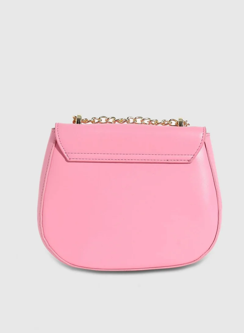 Haute Sauce Solid Magnet Lock Regular Faux Leather Sling Bag For Women