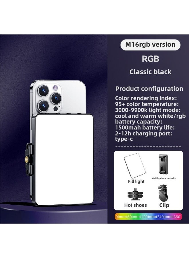 RGB Mini Portable Self-timer Light M15 Photography Mobile Phone Live Photography M16 Pocket Light Light-Color: Rgb Full-color Fill Light Comes With Mobile Phone Clip/back Clip  - Image 1