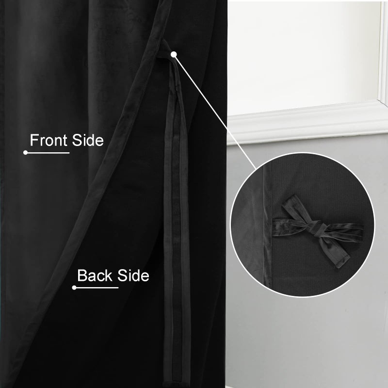 JIUZHEN Velvet Blackout Curtains for Bedroom - 84 inches Living Room Curtains Thermal Insualted Room Darkening Rod Pocket Drapes for Office/Party  Set of 2 Panels  42W x 84L  Blcak - Image 4