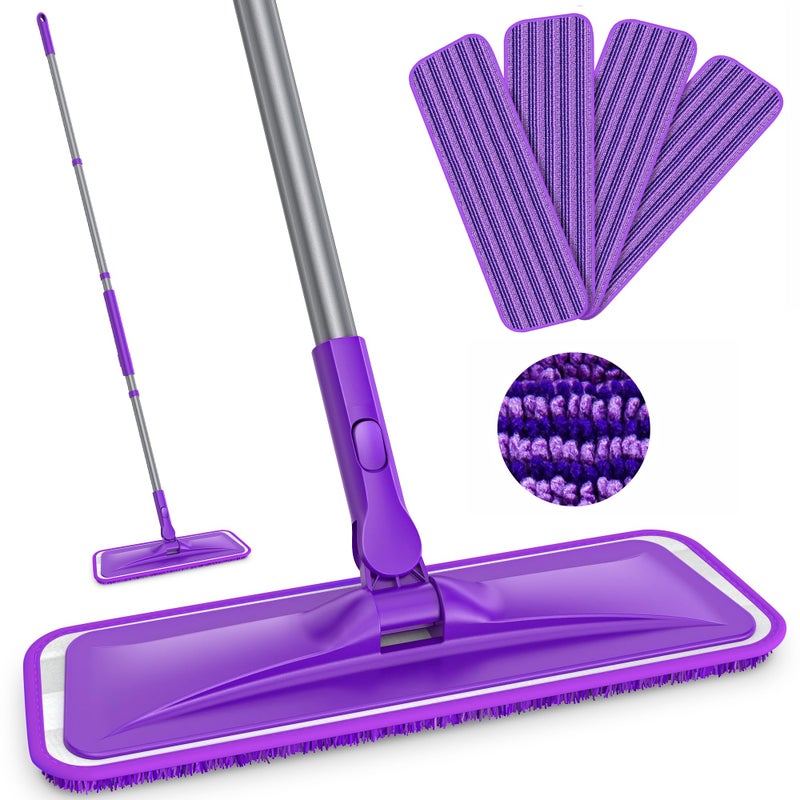 BPAWA Microfiber Mops for Floor Cleaning - BPAWA Flat Floor Mop with 4 Reusable Washable Pads fit for Swiffer Powermop Kitchen Wet Dry Dust Mop for Hardwood Laminate Wood Tile Ceramic Vinyl Wall Floors - Image 1
