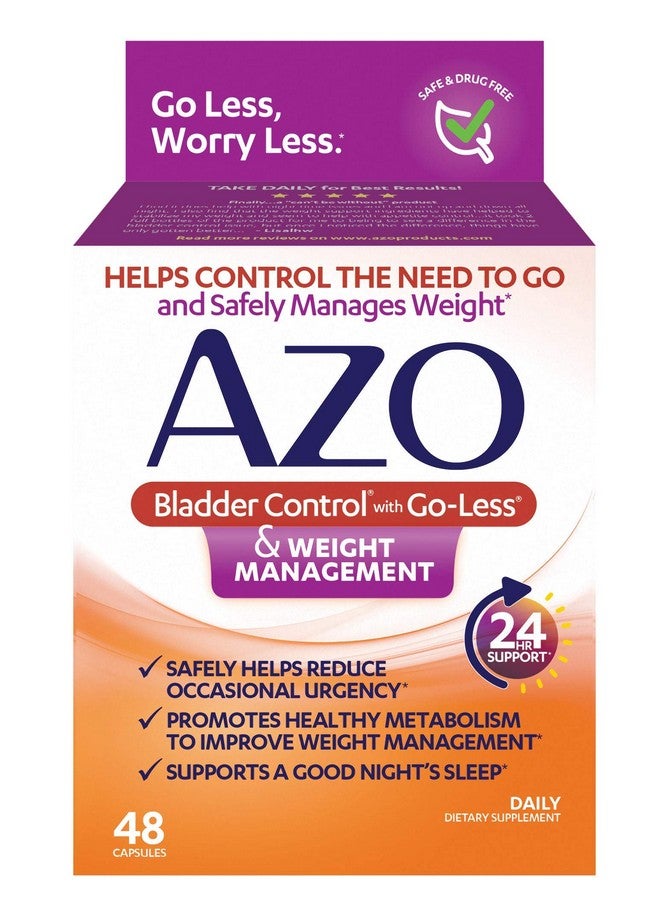 AZO Bladder Control With Goless & Weight Management Dietary Supplement; Helps Reduce Occasional Urgency*; Promotes Healthy Metabolism*; Supports A Good Night’S Sleep*; 48 Capsules - Image 2