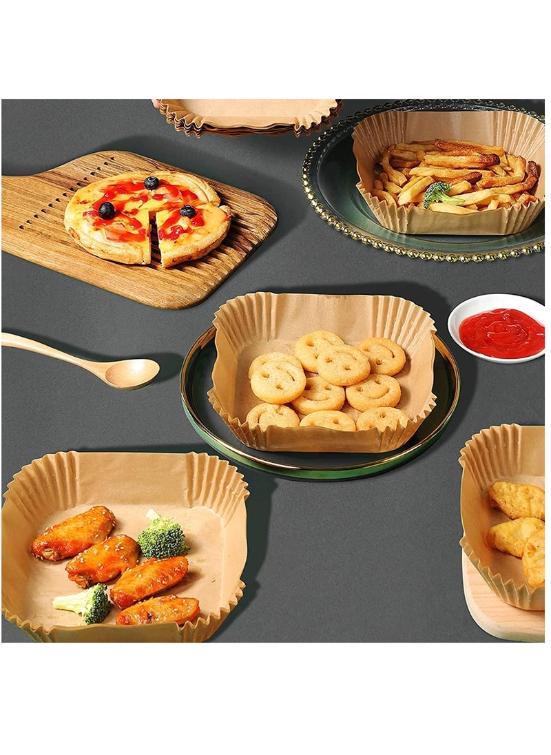 PAMEER 50 Pieces Air Fryer Disposable Paper Liners 20.07cm, Square Baked Silicone Oil Paper, Non-Stick Parchment Paper, No Leakage, Air Fryer Special Paper Tray, Oil Proof And Waterproof  Food Grade Liner.  - Image 4