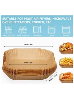 PAMEER 50 Pieces Air Fryer Disposable Paper Liners 20.07cm, Square Baked Silicone Oil Paper, Non-Stick Parchment Paper, No Leakage, Air Fryer Special Paper Tray, Oil Proof And Waterproof  Food Grade Liner.  - Image 3