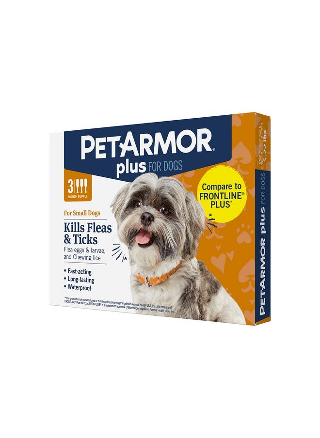PetArmor - Plus Flea And Tick Prevention For Dogs, Dog Flea And Tick Treatment, 3 Doses, Waterproof Topical, Fast Acting, Small Dogs (522 Lbs) - Image 1