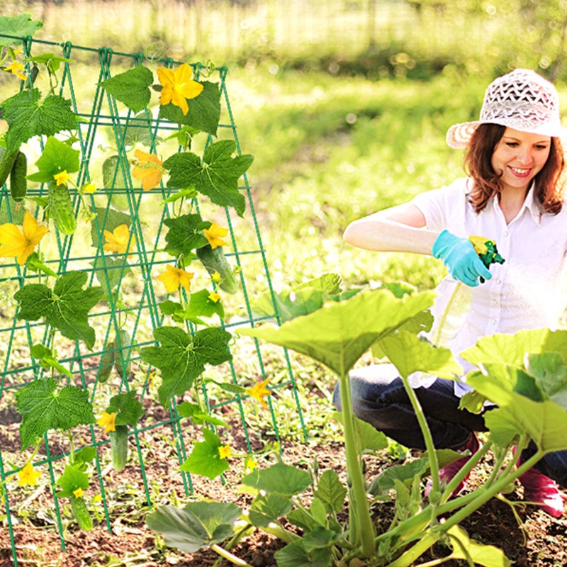 DoCred Cucumber Trellis, 2 Pack Foldable A Frame Trellis for Raised Bed Climbing Plants, Vegetables, Includes Plant Support Clips, Twist Ties, Plastic Ties- Made from PVC-Coated Steel - Image 4