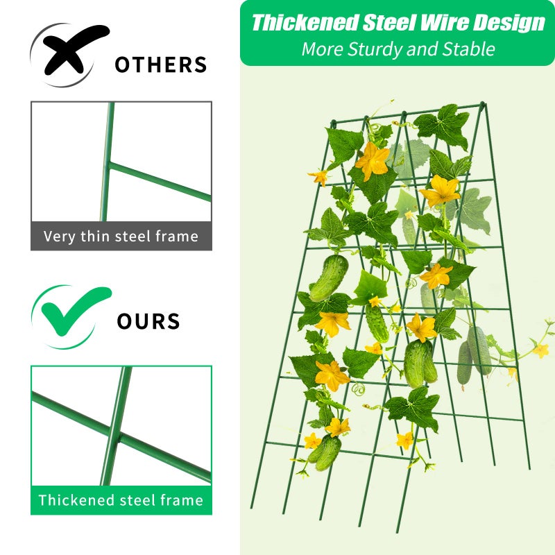 DoCred Cucumber Trellis, 2 Pack Foldable A Frame Trellis for Raised Bed Climbing Plants, Vegetables, Includes Plant Support Clips, Twist Ties, Plastic Ties- Made from PVC-Coated Steel - Image 3