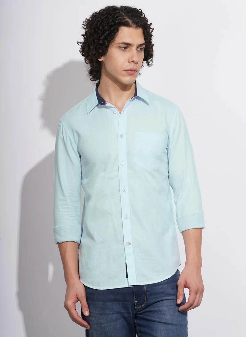 Being Human Men Regular Fit Solid Spread Collar Casual Shirt