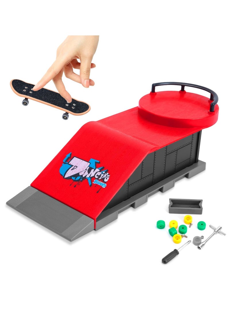 Excefore Finger Skateboard Ramp Set, Mini Finger Skateboard and Ramp Accessories Set, Props Deck Track Ultimate Park Set, Ramps Fingerskate Toy Set for Kids Birthday Gift (D) - Image 1