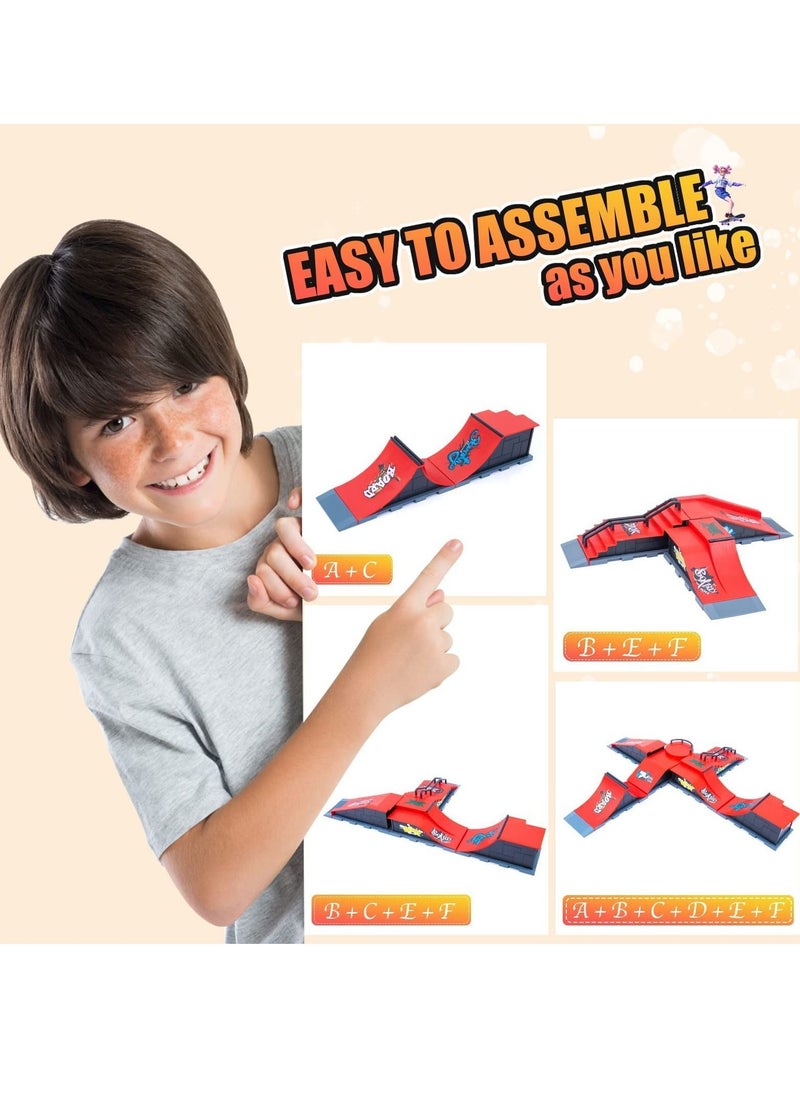 Excefore Finger Skateboard Ramp Set, Mini Finger Skateboard and Ramp Accessories Set, Props Deck Track Ultimate Park Set, Ramps Fingerskate Toy Set for Kids Birthday Gift (D)  - Image 4
