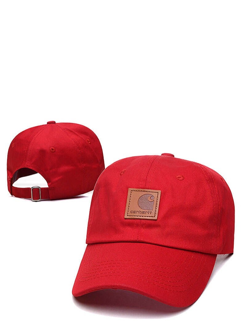 كارهارت Carhartt Red Cotton Cap: Leather - Patch Bold Vibe