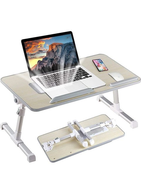 Laptop Stand for Bed, Portable Laptop Table with Foldable Legs Notebook Computer Desk for Laptop Reading and Writing Lap Tray for Eating in Bed Sofa Couch Floor (Wood, Medium)