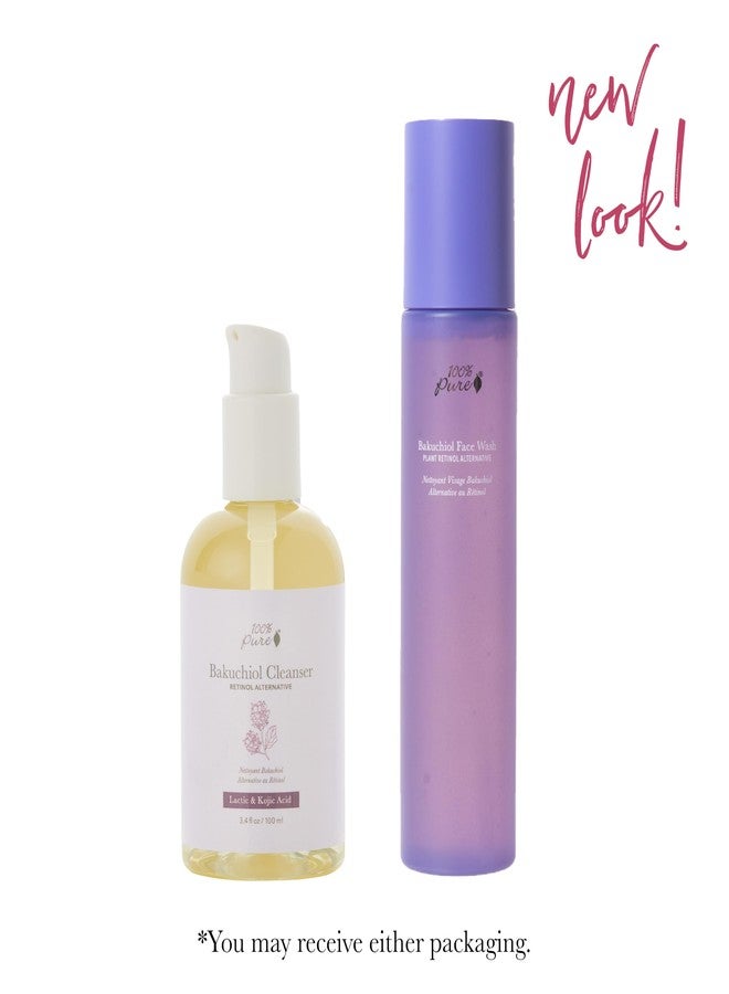 100 % Pure منظف وجه باكوشيول النقي 100% بديل الريتينول النباتي مضاد للشيخوخة غسول وجه لطيف مع حمض كوجيك وعشبة العرقسوس لتعزيز العناية بالبشرة اليومية - رغوة تنظيف وجه منعشة للنساء والرجال - 3.4 أونصة سائلة - Image 2
