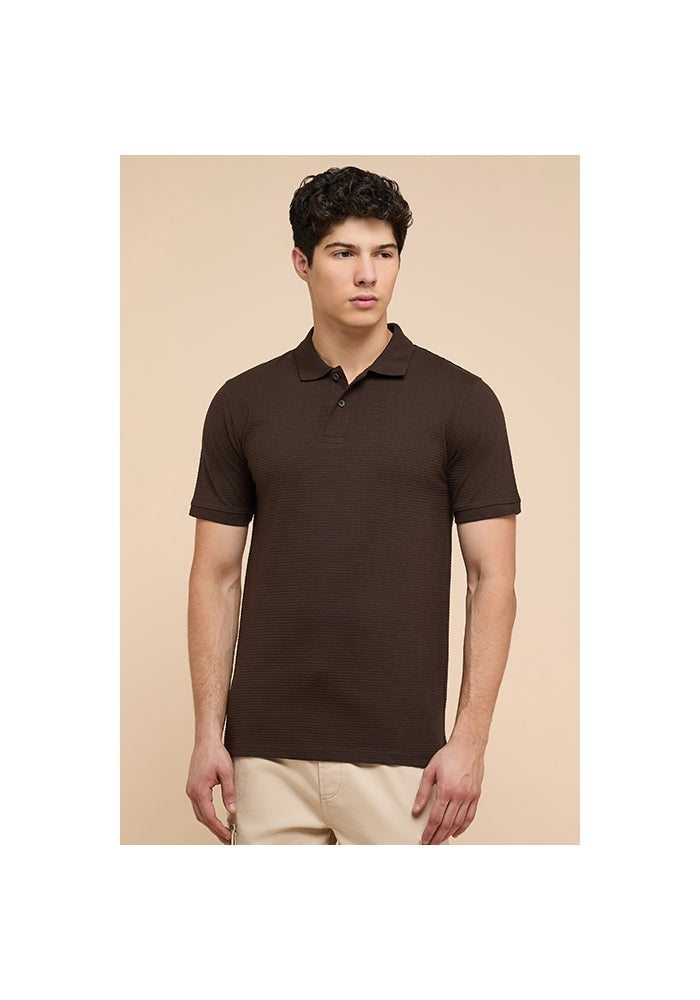 R&B Textured Polo T-Shirt with Short Sleeves - Image 1