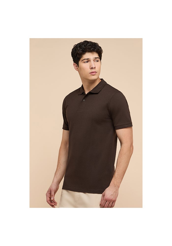 R&B Textured Polo T-Shirt with Short Sleeves - Image 3
