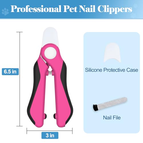 Swihauk Heavy Duty Dog Nail Clippers and Trimmers, Professional Pet Nail Clippers with Nail File for Dogs Cats Small Animal, Claw Clippers with Safety Guard to Prevent Over-Cutting, Pink - Image 2