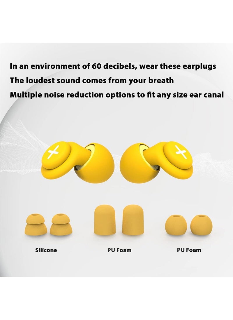 Generic Noise Reduction Ear Plugs-40 dB Noise Cancelling Reusable Hearing Protection in Flexible Silicone for Sleeping, Traveling, Concerts, Work & Swimming,3 Wearing Styles, Yellow  - Image 3