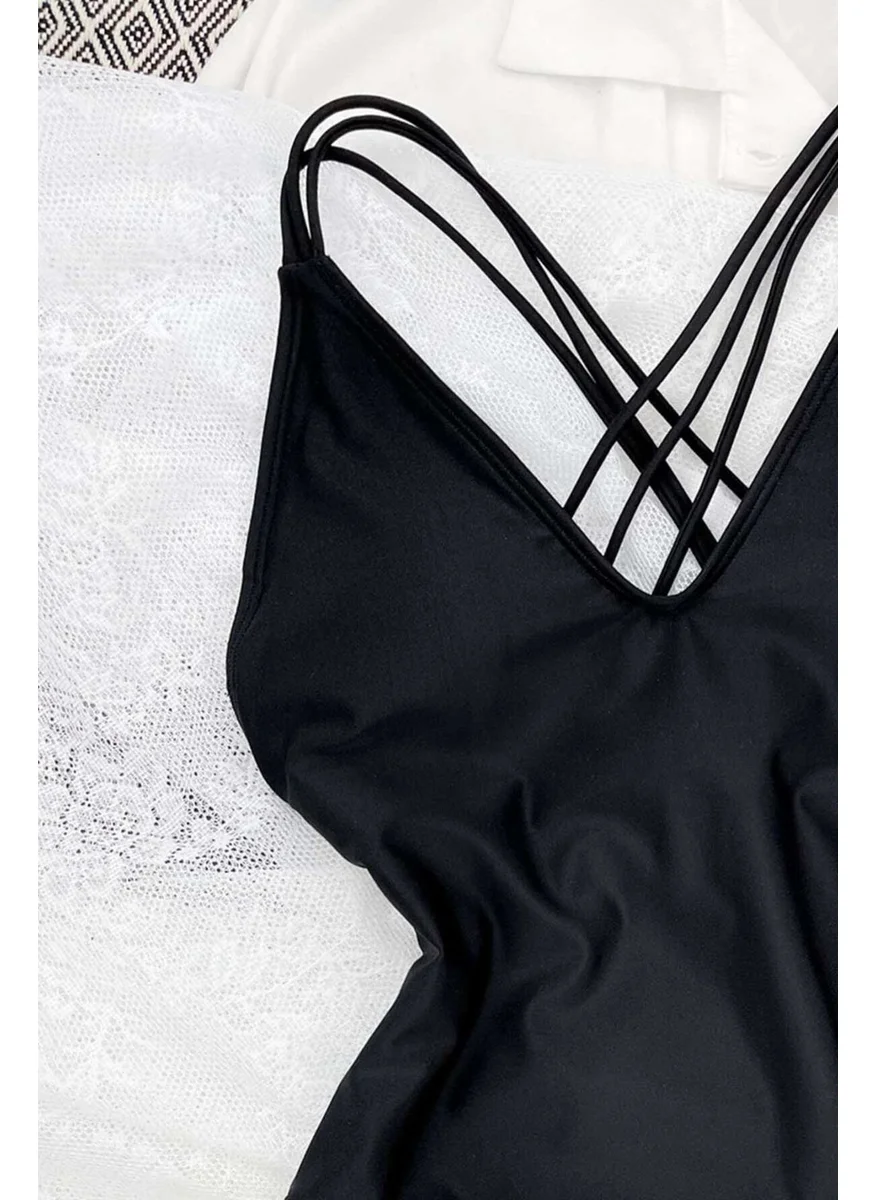 Angelsin Backless Cross Detailed Swimsuit