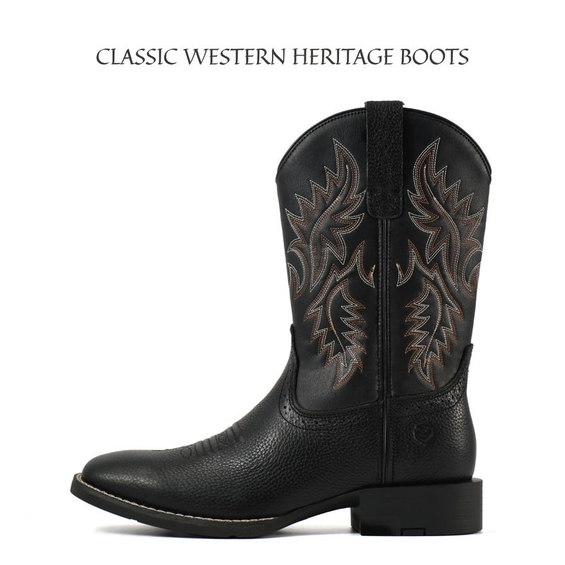 SUREWAY Cowboy Boots For Men - Mens Square Toe Western Boot,Oil/Slip Resistant,Durable Fashionable Classic Pull on 10 Inch Wellington Boots - Soft Toe Work Boots - Image 3