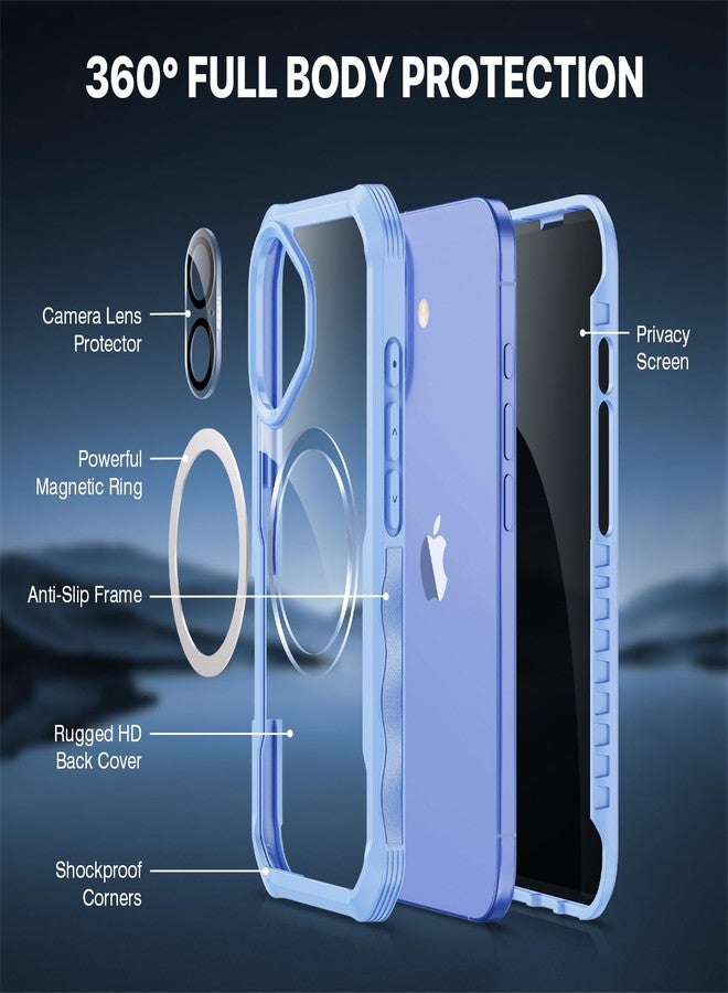 CENHUFO جراب حماية من CENHUFO متوافق مع iPhone 16 Plus، يدعم MagSafe، مزود بشاشة مدمجة مضادة للتجسس مع واقي لعدسة الكاميرا، جراب حماية كامل 360 درجة لهاتف iPhone 16 Plus مقاس 6.7 بوصة - أزرق - Image 3