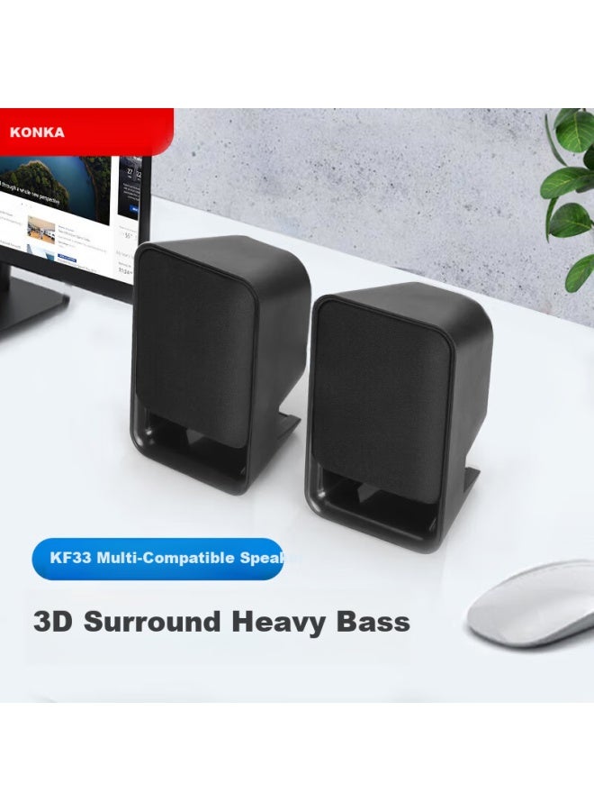 Kf33 Computer Speakers, Wired Mini Speakers, Portable Laptop Desktop Home Pc Subwoofer, High-quality Loudspeakers
