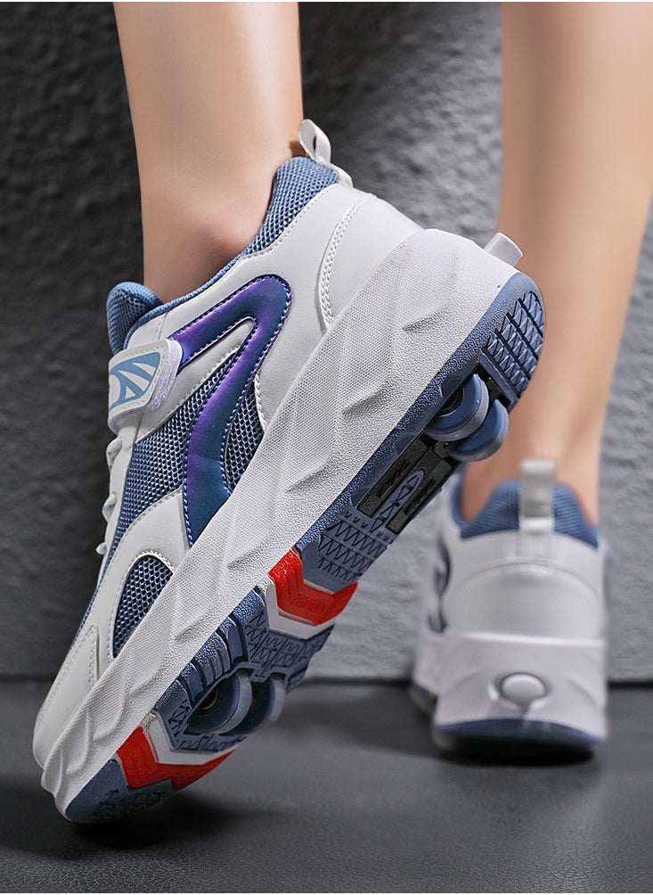 Generic - Kids Roller Skates Shoes 4 Wheels Roller Shoes Boys Girls Wheel Shoes Roller Sneakers Shoes for Beginner More Balanced - Image 1