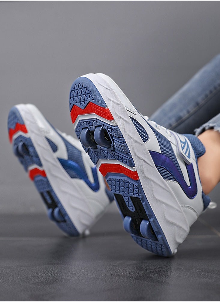 Generic - Kids Roller Skates Shoes 4 Wheels Roller Shoes Boys Girls Wheel Shoes Roller Sneakers Shoes for Beginner More Balanced - Image 1