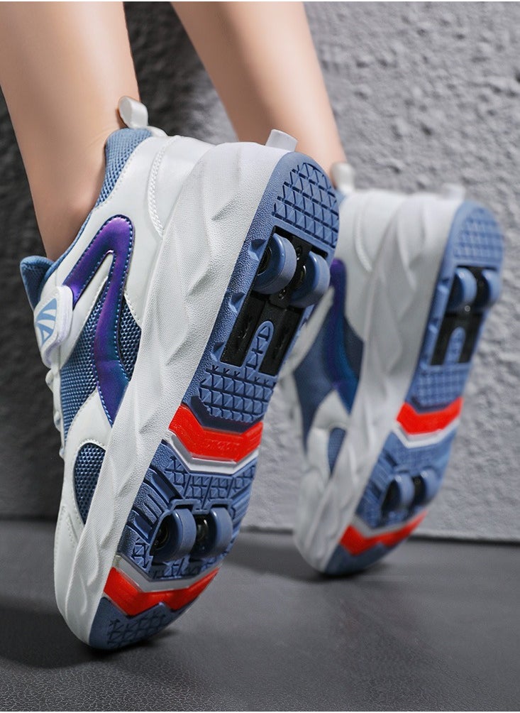 Generic - Kids Roller Skates Shoes 4 Wheels Roller Shoes Boys Girls Wheel Shoes Roller Sneakers Shoes for Beginner More Balanced - Image 1