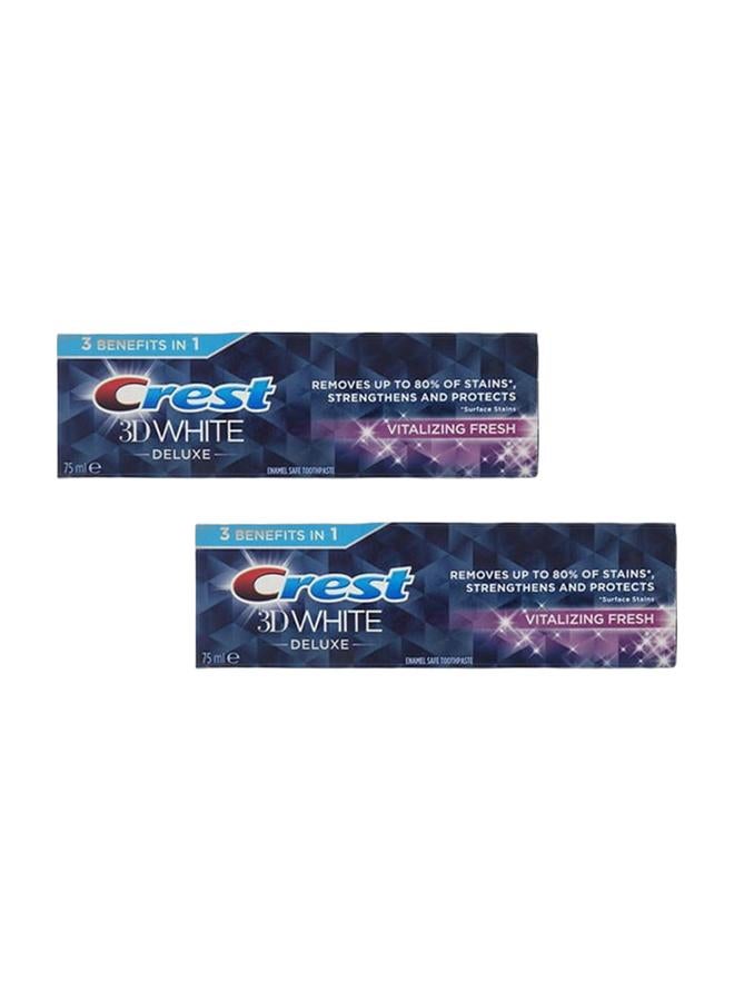 Crest 3D White Deluxe 3 In 1 Enamel Safe Toothpaste Vitalizing Fresh Vitalizing Fresh 75ml Bundle 2 pieces - Image 1