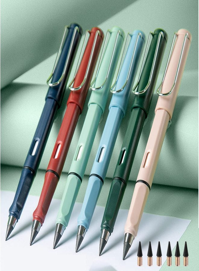 6pcs Everlasting Pencil, Inkless Pencils Eternal with 6pcs Replacement Nibs, Infinity Pencil Magic Pencils, Portable Reusable Erasable Writing Pencil, for Writing Art Sketch Painting Tool - Image 1